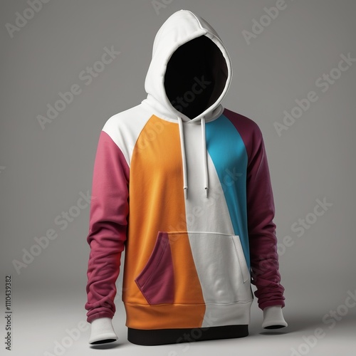 white Hoodie, Blank Front and Back Side Mockup photo