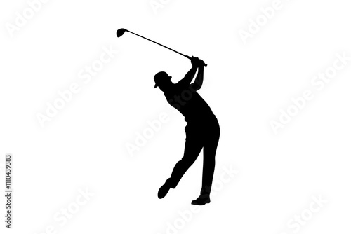 Golfer Mid-Swing Silhouette Vector – Ideal for Sports and Country Club Designs