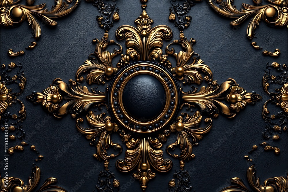 A stunning bas-relief sculpture of flowers, showcasing golden blooms and foliage against a dark, textured background A stunning bas-relief sculpture of flowers, showcasing golden blooms and foliage against a dark, textured background