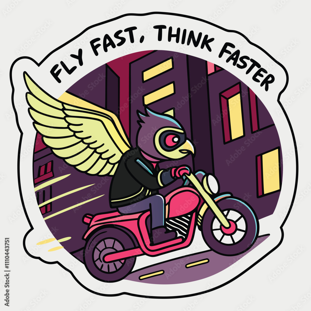Obraz premium Adobe Illustrator Artwork, a person on a motorcycle with wings like fast fast speed.