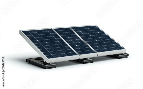 A modern solar panel focused professional photo on clean bright white background