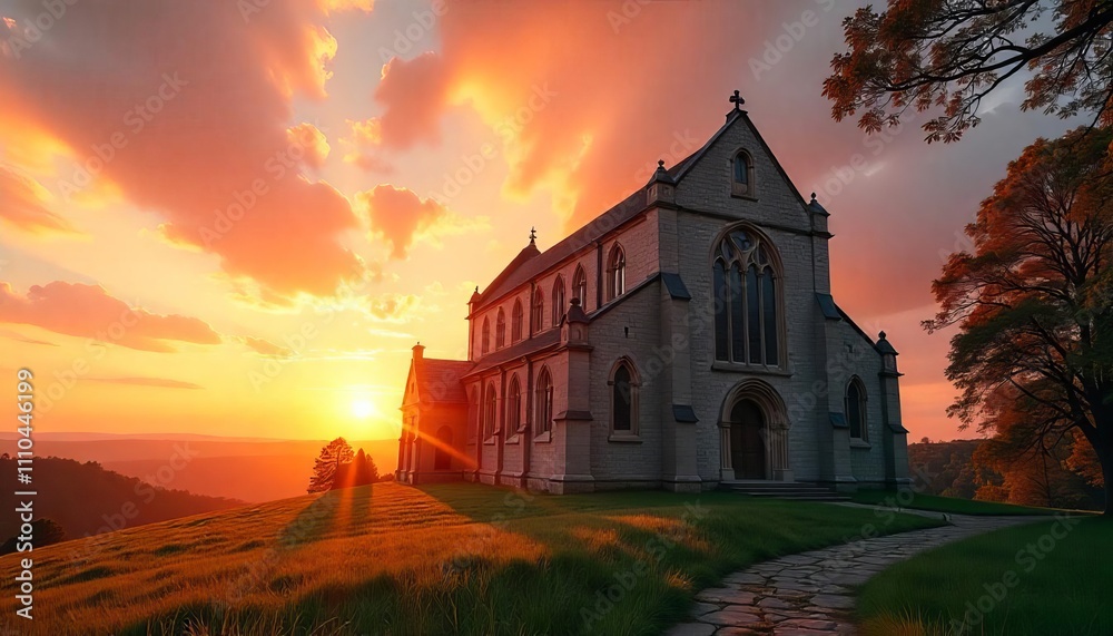 Fototapeta premium Stone Church at Sunset