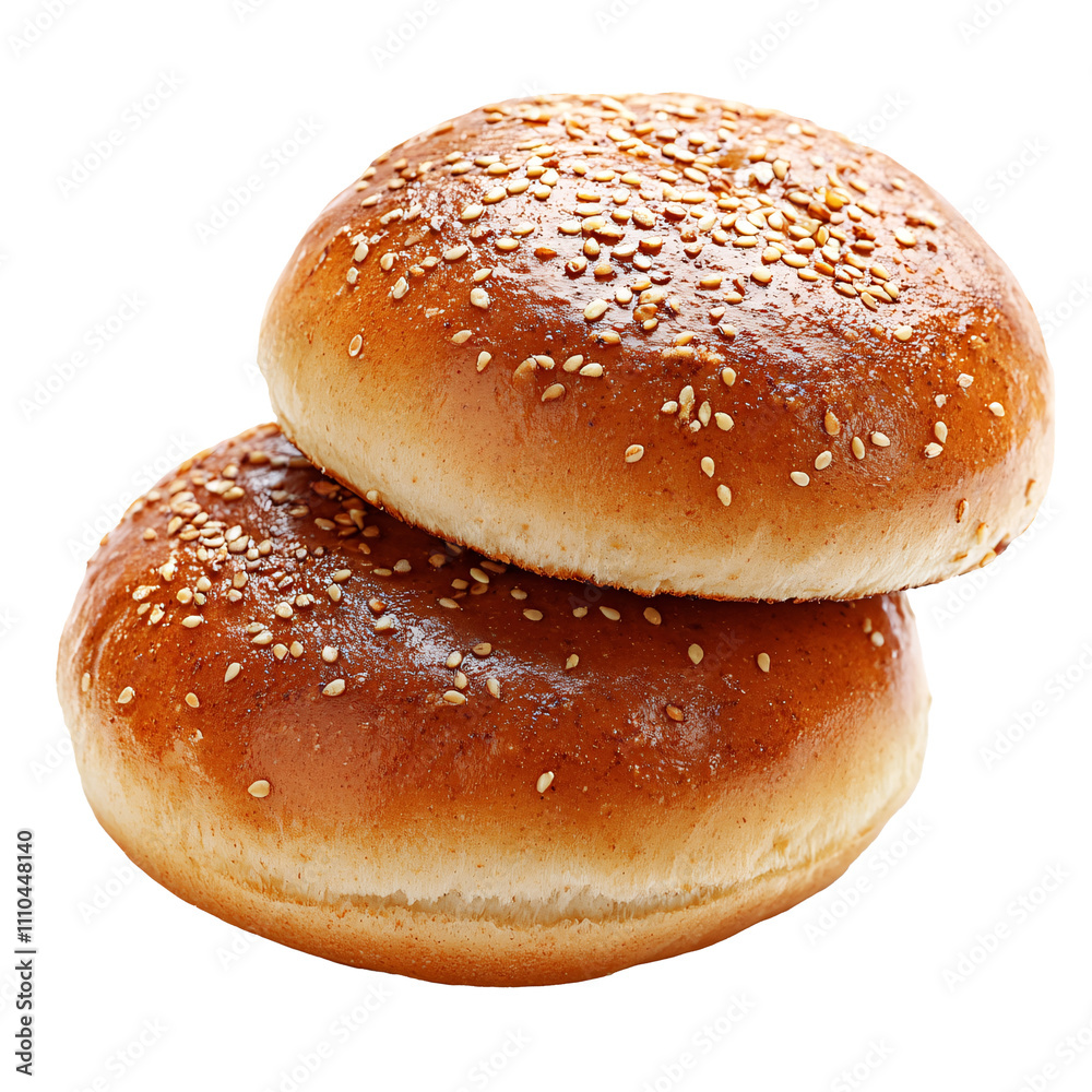Burger bun with sesame seeds isolated on white & transparent a background. Burger bun with sesame seeds isolated on white & transparent a background.