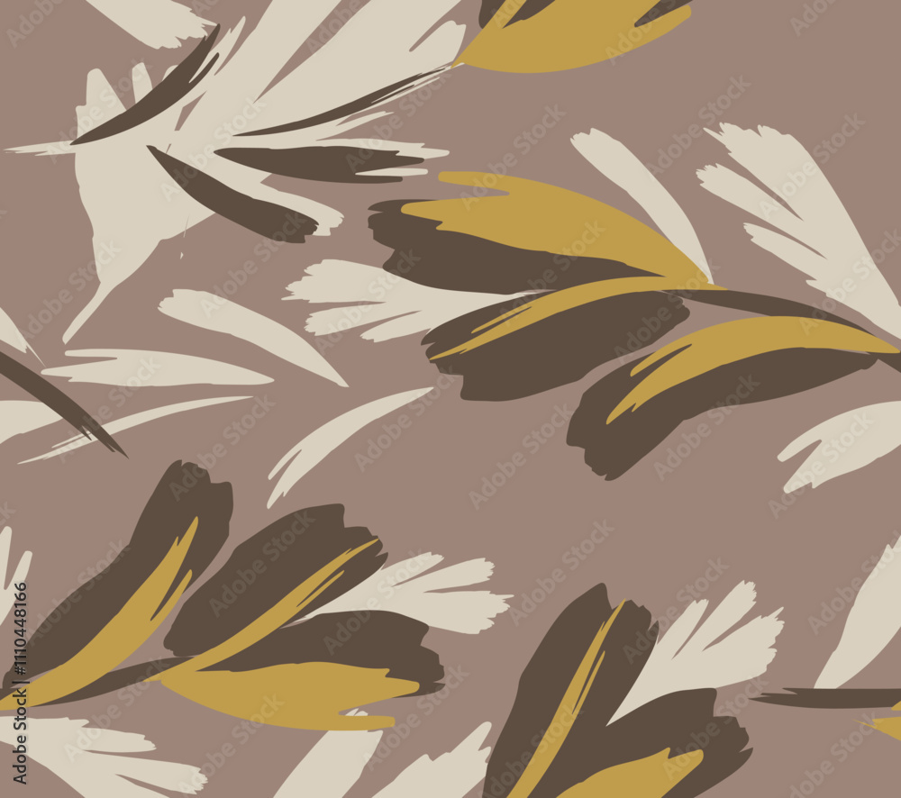 Fototapeta premium Abstract flower seamless pattern. Flower patter. flowers hand-drawn, Floral brush strokes seamless pattern, Abstract black ink flowers paint brush and strokes, Hand drawn watercolour flowers and leave