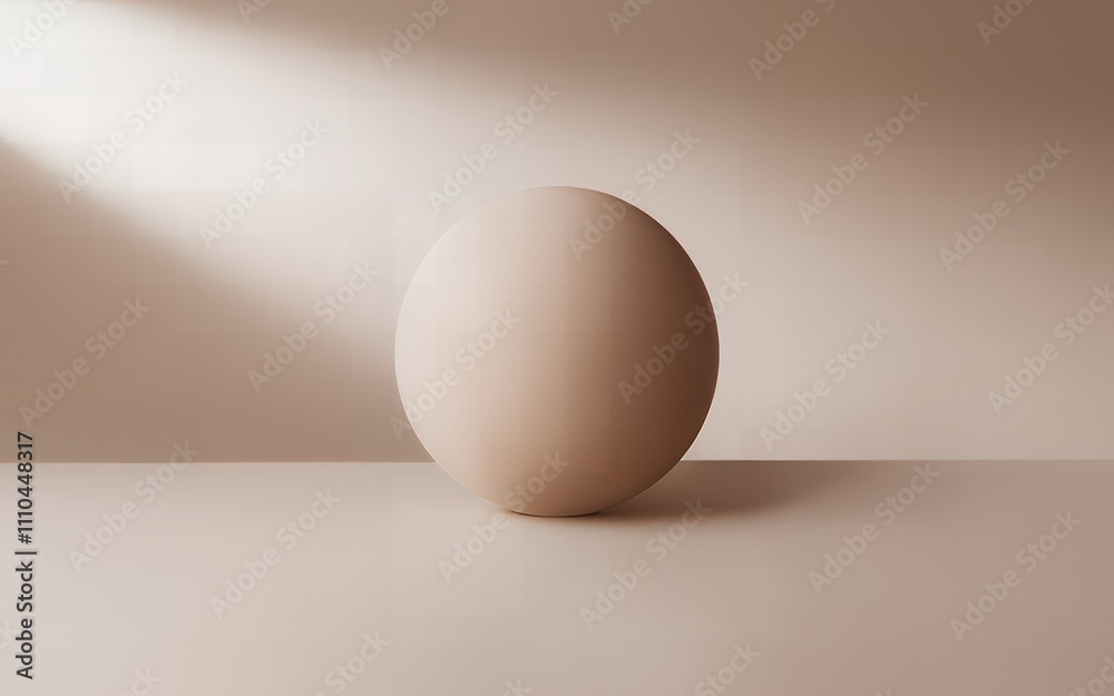 A Single Beige Sphere Under Soft Light Minimalist Photography Studio Shot Product Display