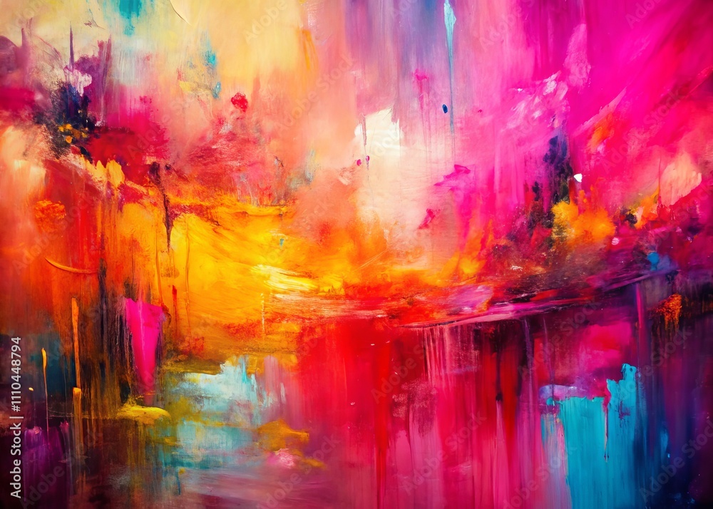 Obraz premium Abstract Pink Oil Painting Background with Long Exposure Effect, Colorful Canvas Art Featuring Brushstrokes and Texture Ideal for Modern and Contemporary Art Projects