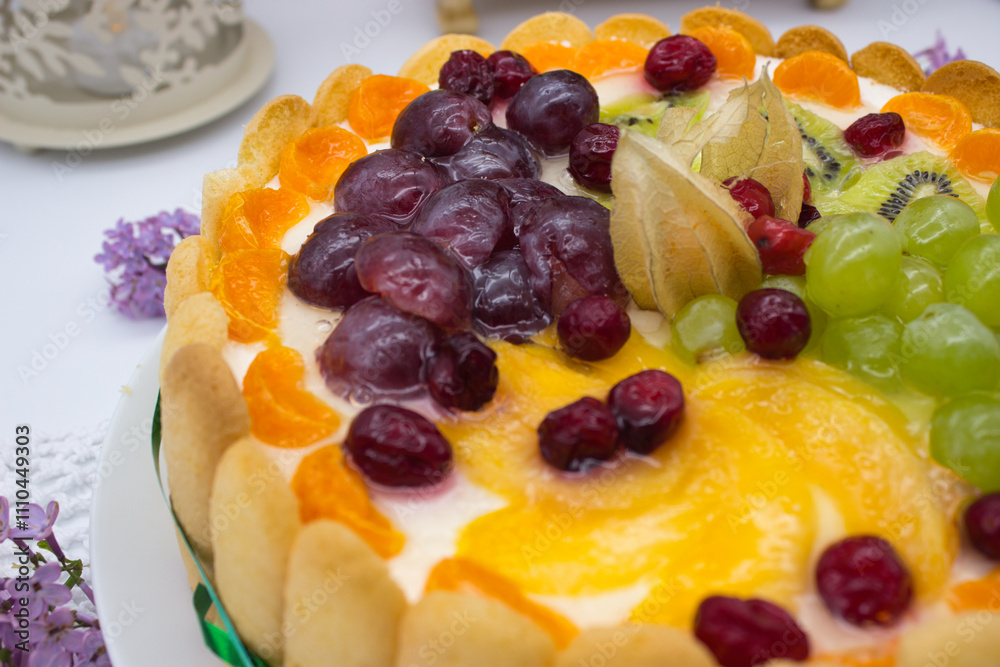 Colorful Fruit Tart Close-Up with Fresh Berries Colorful Fruit Tart Close-Up with Fresh Berries