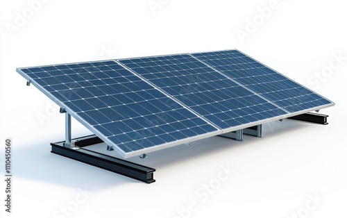 A modern solar panel focused professional photo on clean bright white background