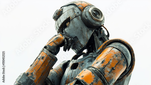 A shabby robot thinking