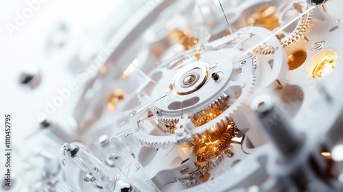 gear mechanism, highlighting the delicate balance of intricate components and luminous energy flows