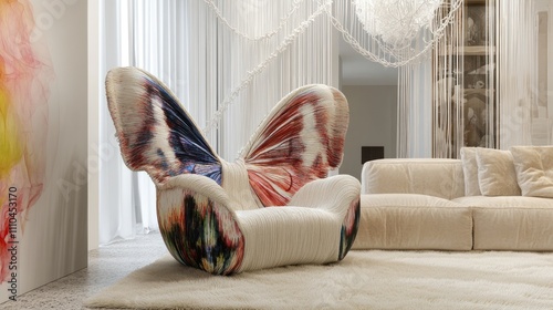 Artistic butterfly chair in modern living room. photo