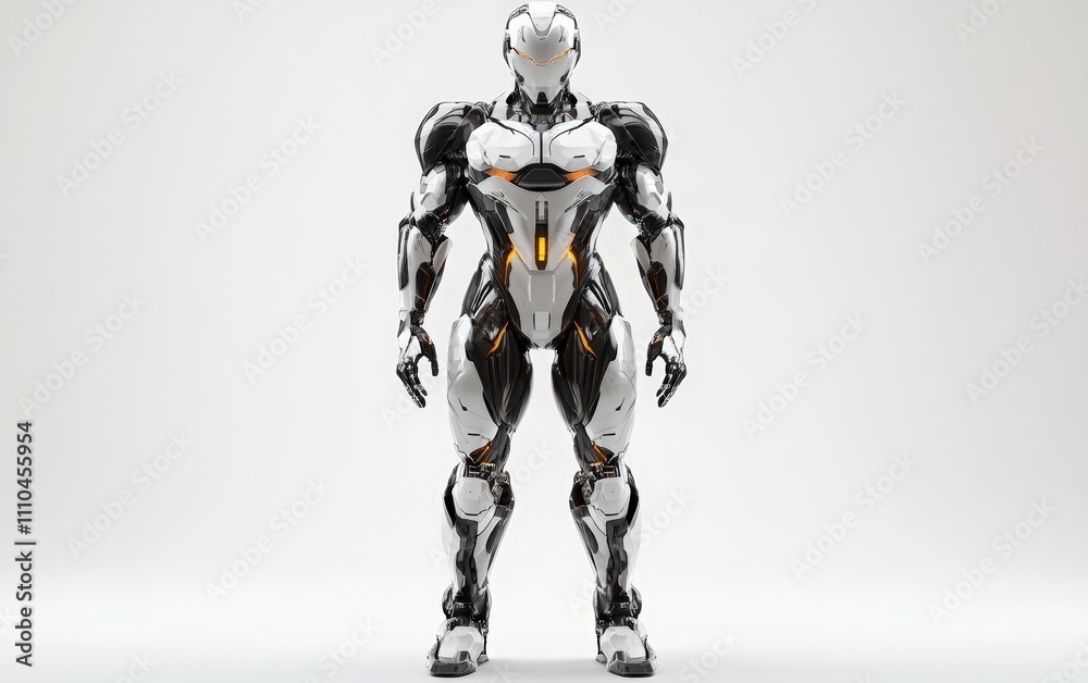 Layered Panels Robot Full-Length A humanoid robot with sleek Layered Panels Robot Full-Length A humanoid robot with sleek