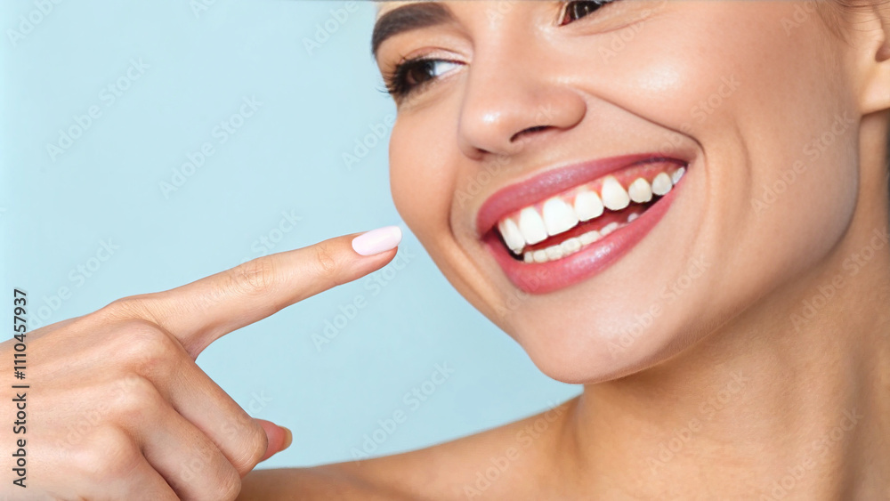 Smiling Woman Highlighting White Teeth
Smiling Woman Highlighting White Teeth