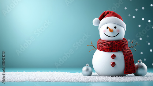 Elegant Snowman Surrounded by Festive Decorations for Christmas Eve