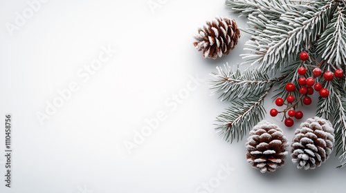 Beautiful Christmas Pine Tree Background with Snowflakes and Warm Festive Tones