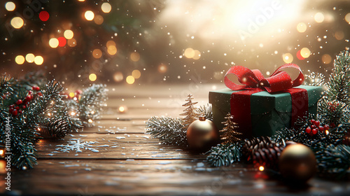 Beautiful Christmas Gift Arrangement with Ornaments and Soft Festive Colors