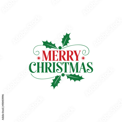 Merry Christmas lettering typography Vector holiday illustration element design