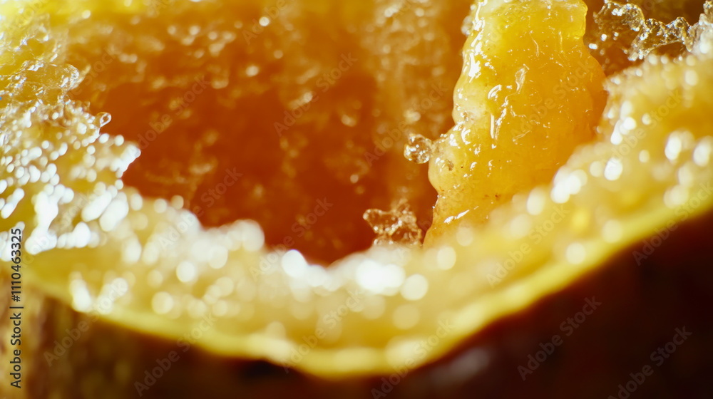 Close-up of yellow mamey sapote with its soft orange pulp highlighted Close-up of yellow mamey sapote with its soft orange pulp highlighted