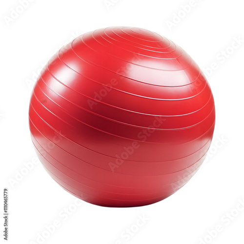 Bright red exercise ball isolated on white background