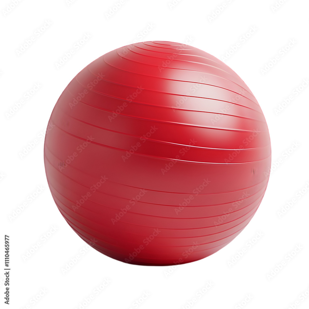 Bright red exercise ball isolated on white background