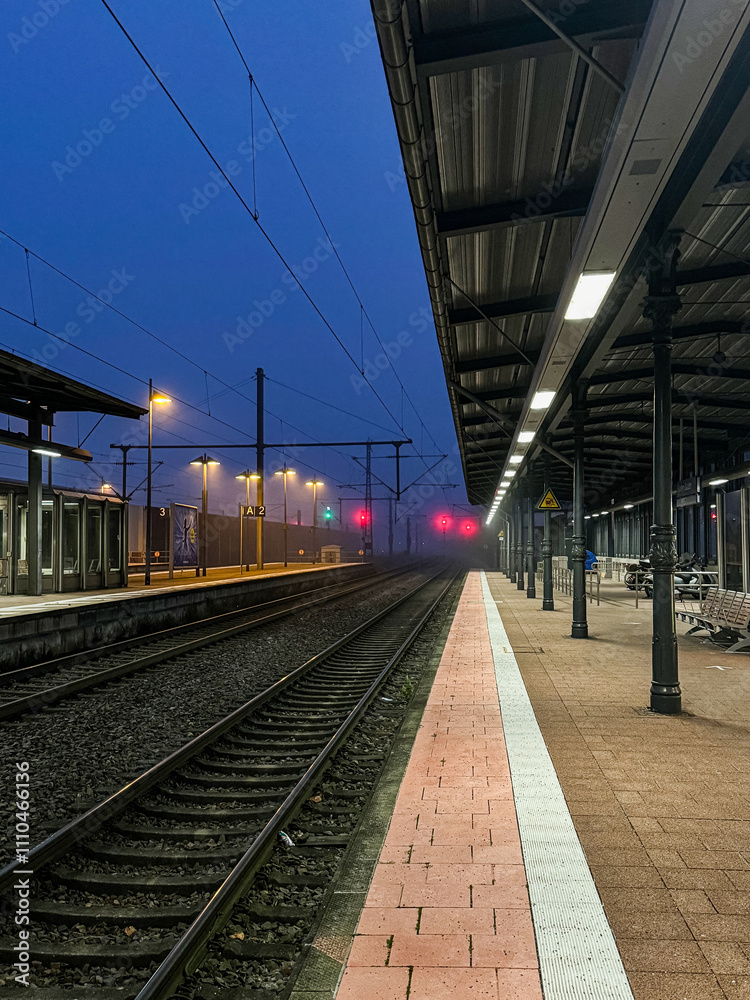 Obraz premium Bahnsteig im nebel