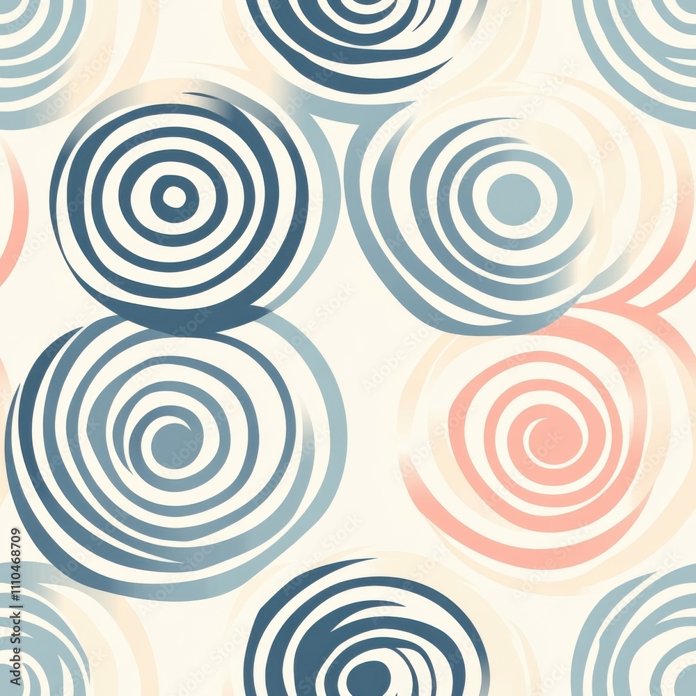 Pastel Geometric Spiral Pattern with Clean Repeating Motifs Pastel Geometric Spiral Pattern with Clean Repeating Motifs