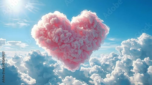 Pink heart shaped cloud velentine day celebration