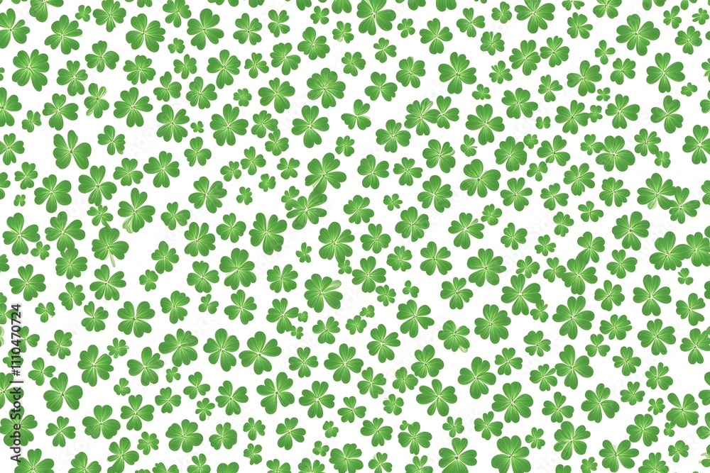 Shamrock pattern, symmetrical design, white background, vector art style, flat colors, simple shapes, four-leaf clover theme, green color palette Shamrock pattern, symmetrical design, white background, vector art style, flat colors, simple shapes, four-leaf clover theme, green color palette
