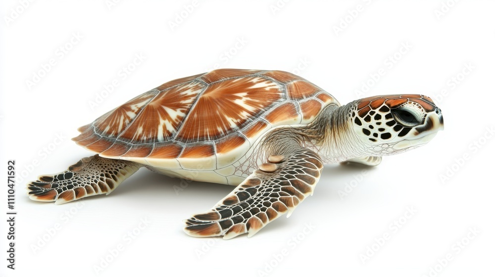 Fototapeta premium Sea turtle swimming in isolated white background