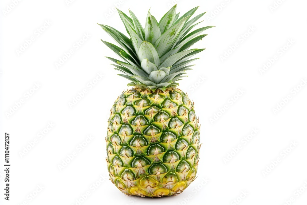 Fresh Pineapple on a White Background for Text Overlay Fresh Pineapple on a White Background for Text Overlay