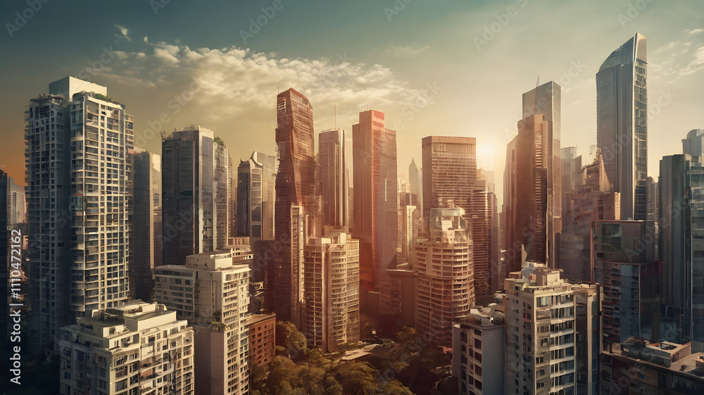 Obraz premium global warming high temperature city heat wave in summer season concept.