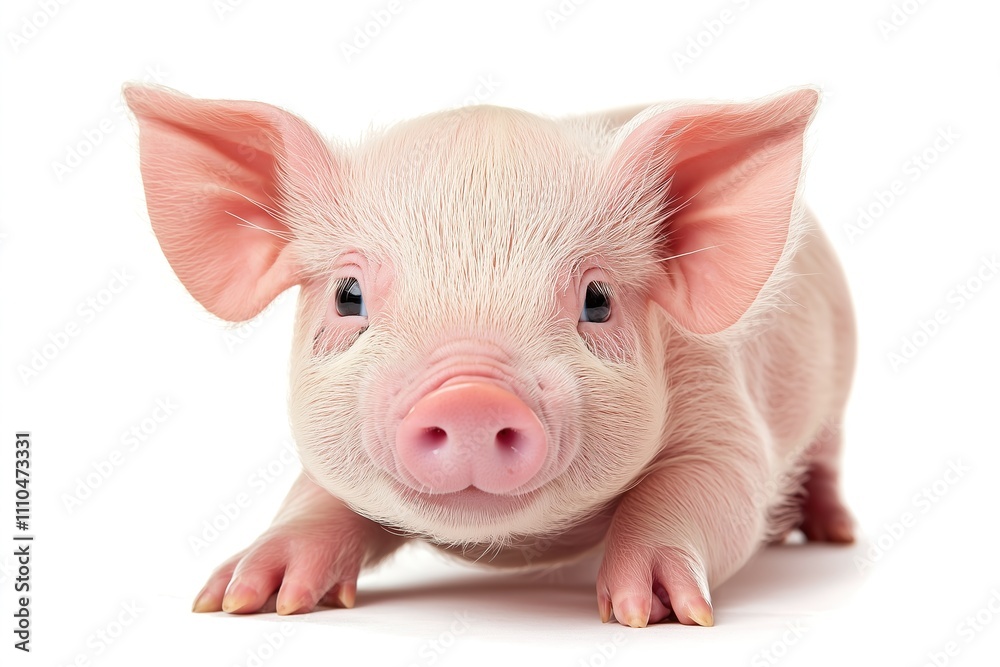Adorable piglet with big ears on a white background. Adorable piglet with big ears on a white background.