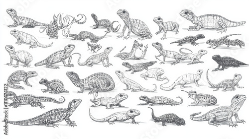Wallpaper Mural lizard art detailed pencil drawings and illustrations of crocodile skink and other reptiles Torontodigital.ca