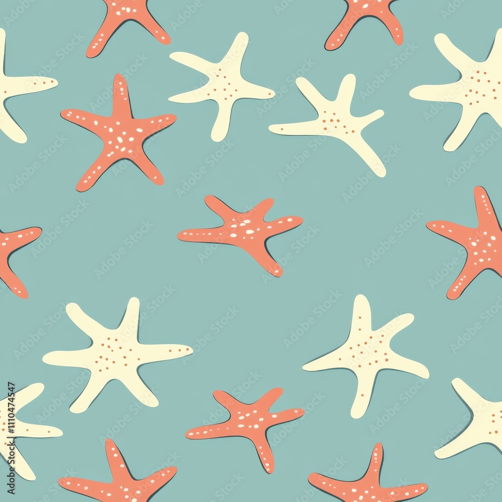 Pastel Starfish Pattern with Soft Minimalist Texture Pastel Starfish Pattern with Soft Minimalist Texture