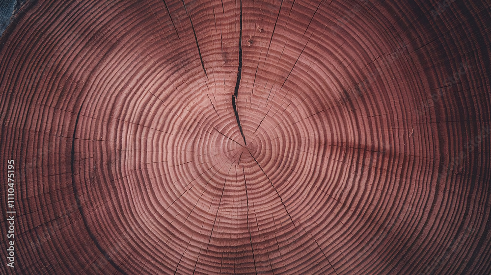 Fototapeta premium Close-up of a White Oak tree cut surface showcasing detailed growth rings, natural wood texture, and intricate patterns, ideal for woodworking, design inspiration, or educational purposes. 