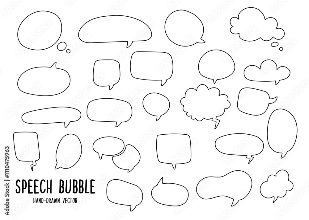 Speech bubbles set. Empty vector linear, black, outline. Hand drawn vector Speech bubbles set. Empty vector linear, black, outline. Hand drawn vector
