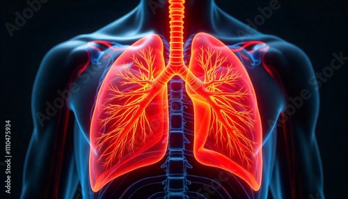 Human breathing system anatomy of chest lungs