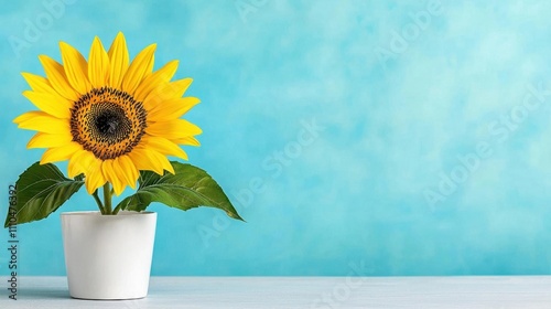 A photostock of a yellow sunflower in full bloom, isolated on a white background, symbolizing cheerfulness and summer. High Quality