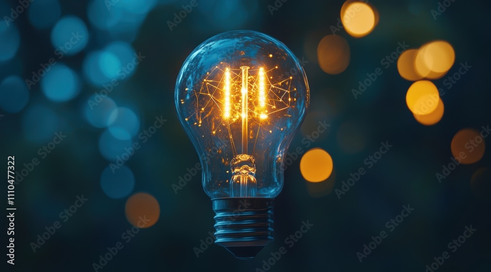 A light bulb glowing with connections inside, symbolizing innovation and inspiration in the digital world. A light bulb glowing with connections inside, symbolizing innovation and inspiration in the digital world.