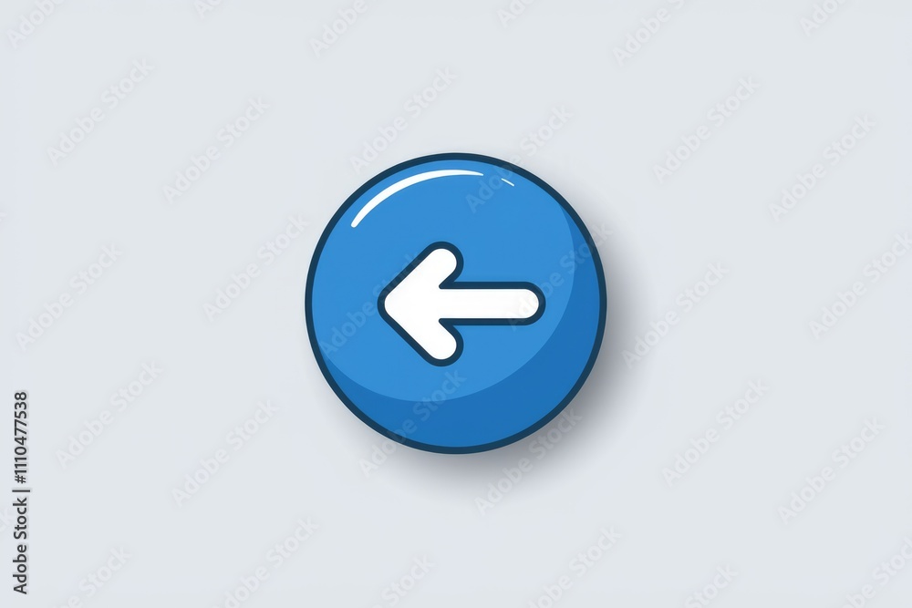 Blue button with white left arrow for backward navigation. Blue button with white left arrow for backward navigation.