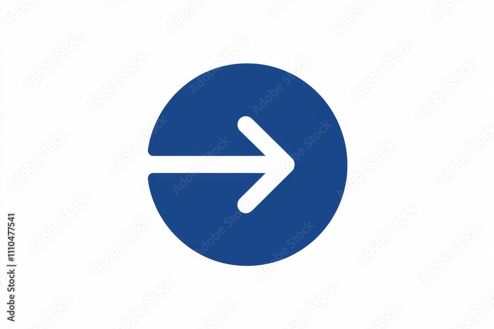 Blue circle with white arrow symbolizes forward movement. Blue circle with white arrow symbolizes forward movement.
