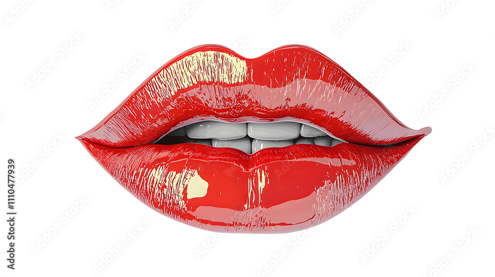 Bold red lips with a glossy finish Bold red lips with a glossy finish