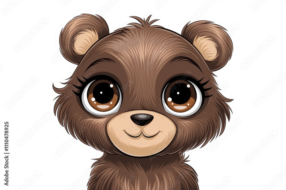 Obraz premium Adorable cartoon baby bear with big expressive eyes.