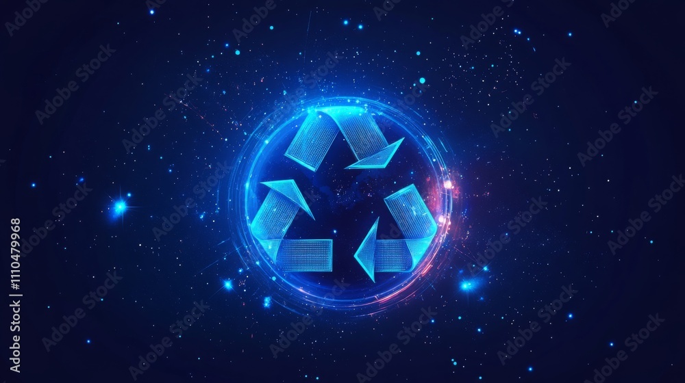 Earth Recycling Symbol with Stars and Space Background Earth Recycling Symbol with Stars and Space Background