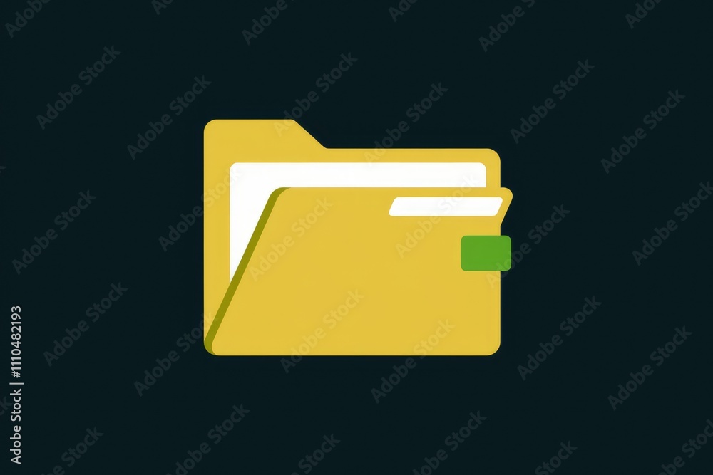 A yellow folder icon digitally illustrated symbolizes storage and organization of digital files. A yellow folder icon digitally illustrated symbolizes storage and organization of digital files.