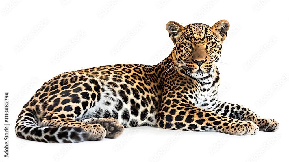 Leopard Resting on a White Background
