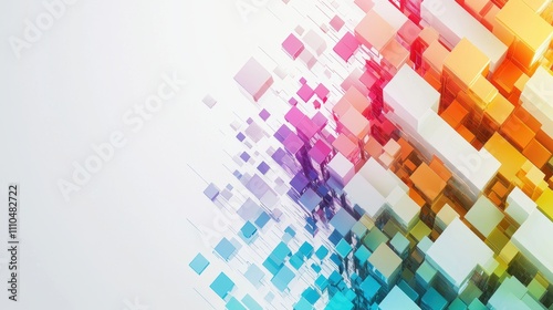 Abstract Creative Business Concept with Colorful Cubes on a Light Background