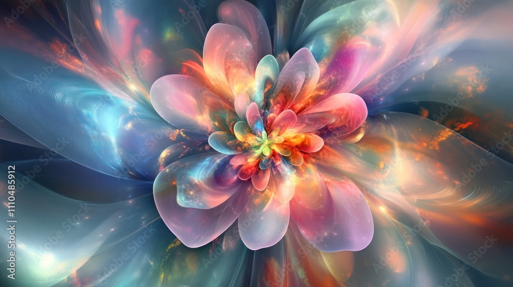 flower, showcasing delicate petals that appear to be made of light. The image conveys a sense of tranquility, with soft, flower, showcasing delicate petals that appear to be made of light. The image conveys a sense of tranquility, with soft,