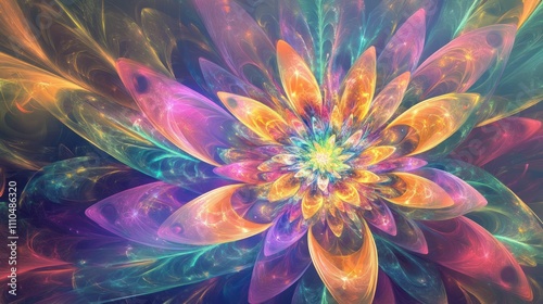 flower, showcasing delicate petals that appear to be made of light. The image conveys a sense of tranquility, with soft,