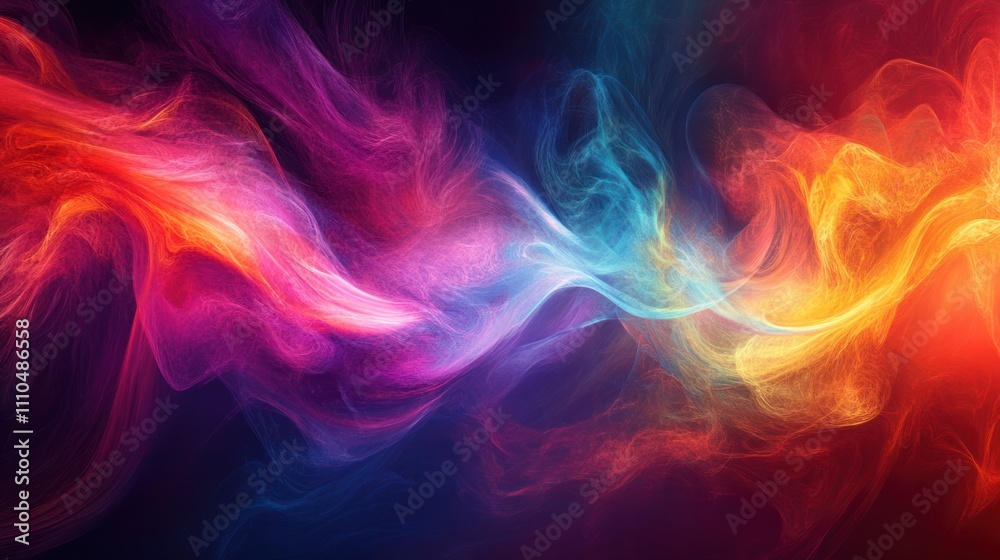 flame, with vibrant colors swirling in a dark background, creating an ethereal glow. The flame appears